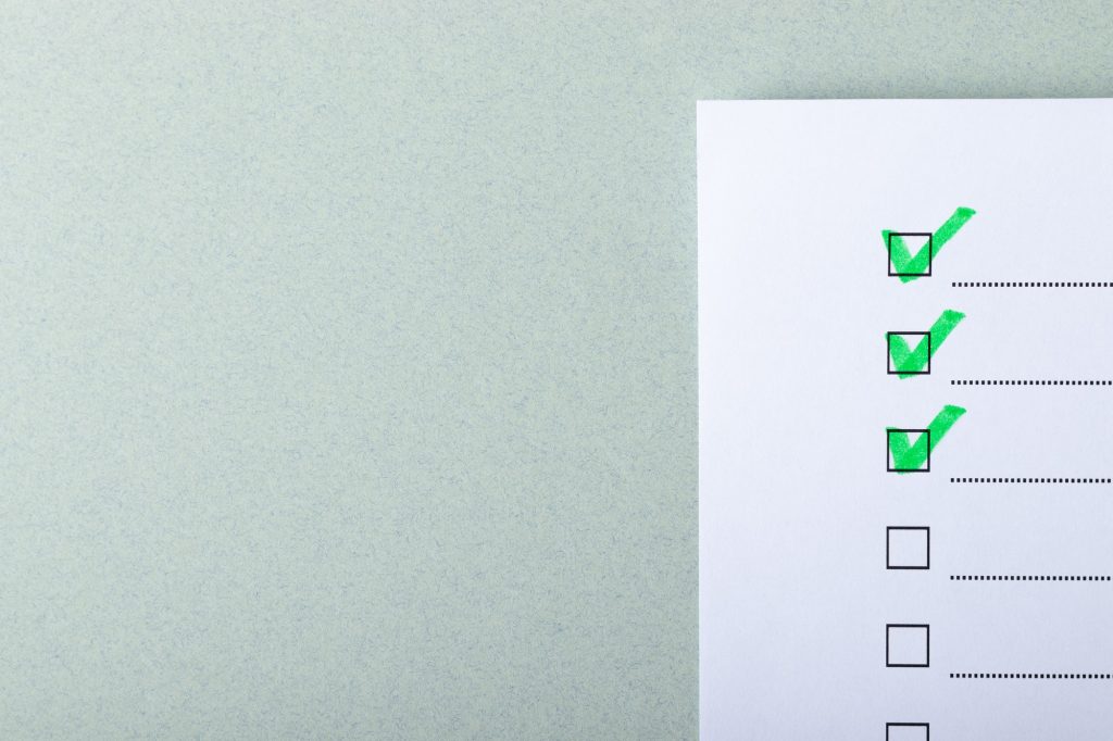 Check list with marked points