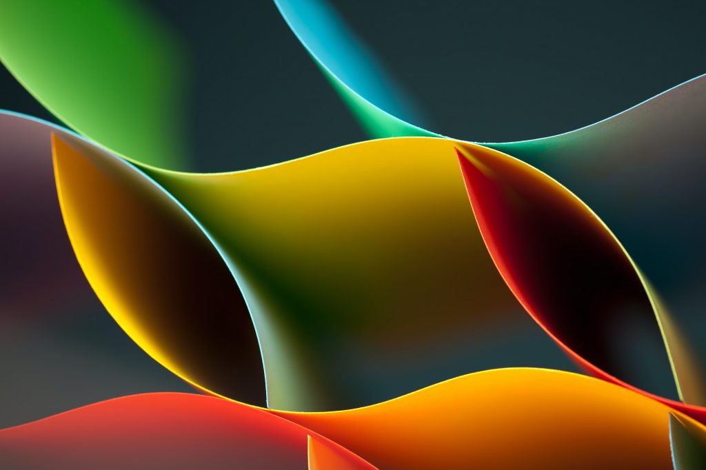 abstract colored paper structure on blue background