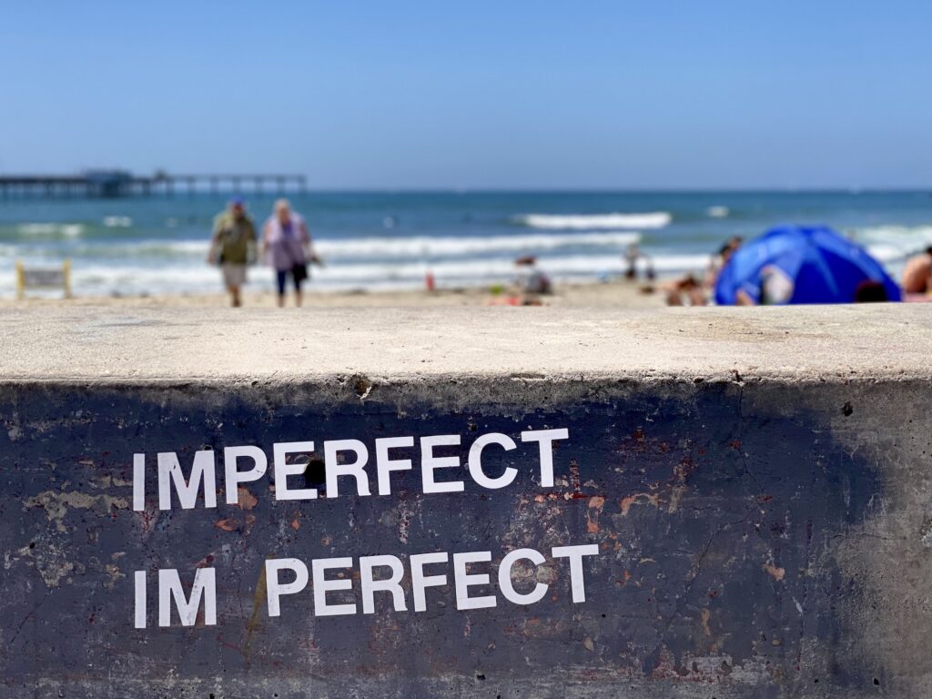 Inspiration found stenciled on the sea wall at the beach. Turning a negative into a positive